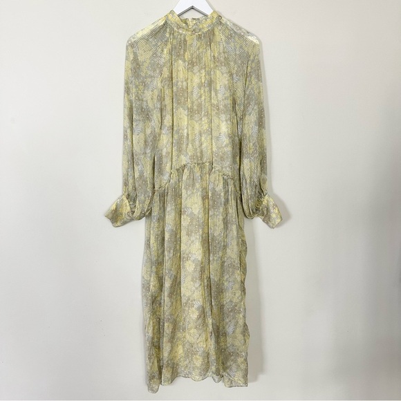 Zara METALLIC THREAD PRINTED DRESS-LIGHT YELLOW-7521/311 - Picture 6 of 16